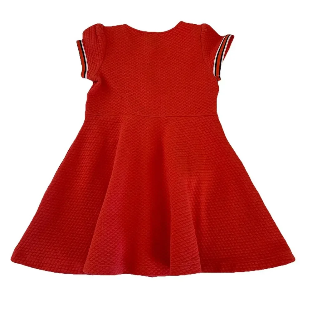 Janie and Jack Retro 60s Quilted Short Sleeve Dress Sz 4 Preppy Party Pockets